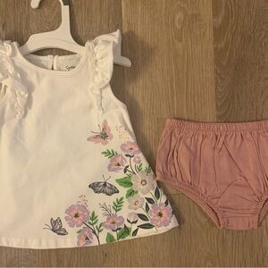 Cynthia Rowley Girl's Size 12 Months White & Floral 2 Pc Sundress Set